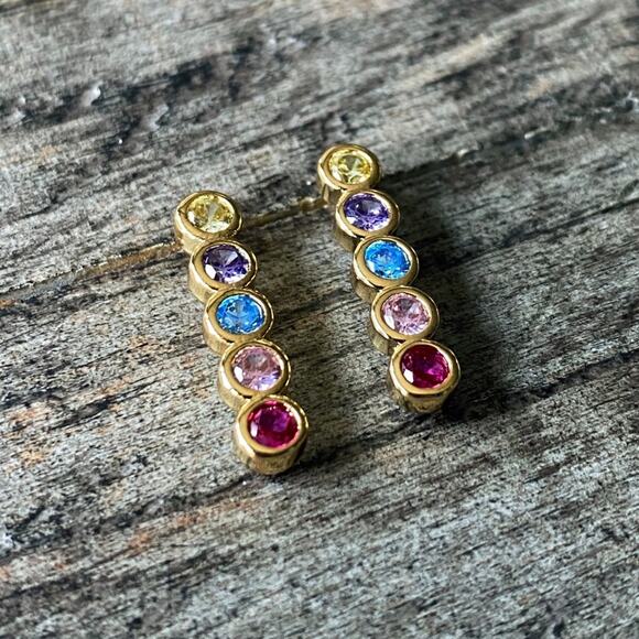 NEW Rainbow Gem Line Earrings - Picture 8 of 9